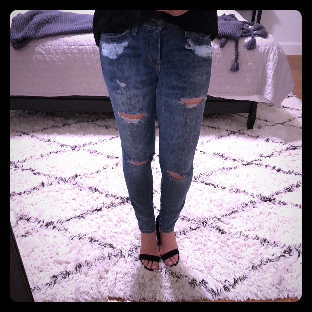 Current Elliott rare animal print denim jeans
